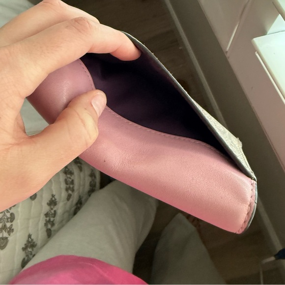 Vintage Coach Pink and Tan Women's Wallet With Purple Interior - Picture 3 of 7